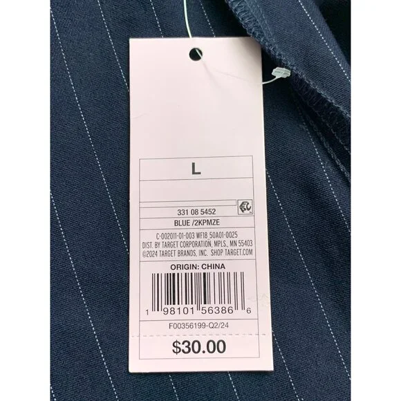 Wild Fable Junior Teens Navy Blue Strapless Pinstripe Dress Size Large - Picture 10 of 10